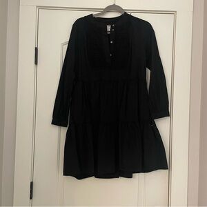 J. Crew Tiered Poplin Black Dress